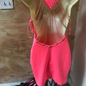 Bright coral sexy dress